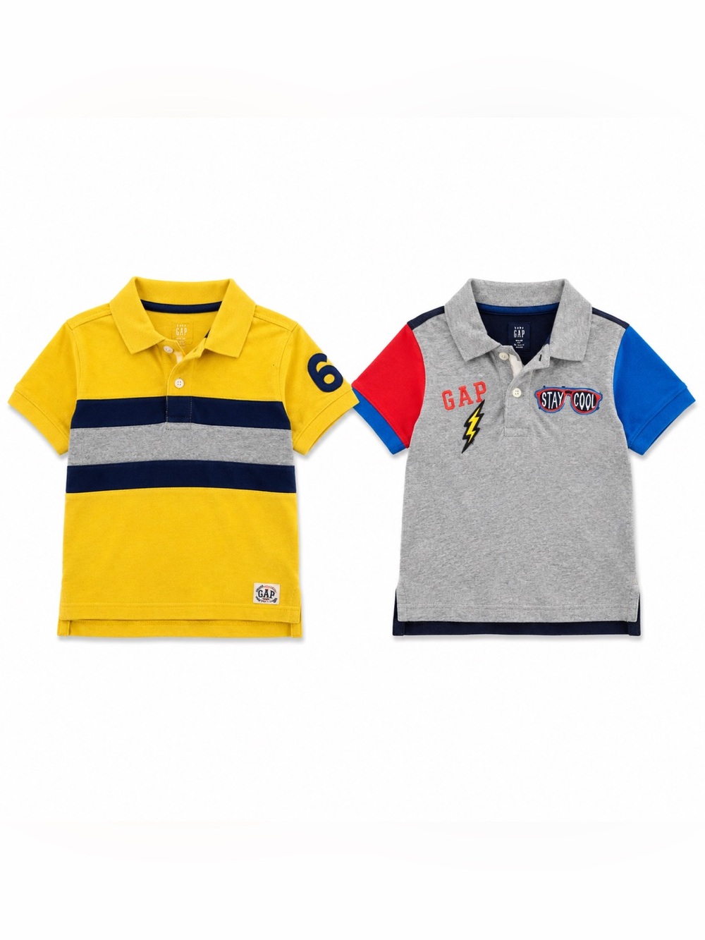 GAP Boys 2T Polo Shirts 2 Pack Colorblock Graphic Cotton Bundle